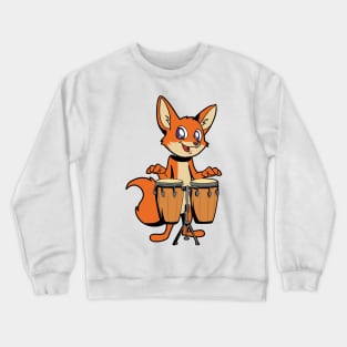 Comic fox plays percussion Crewneck Sweatshirt